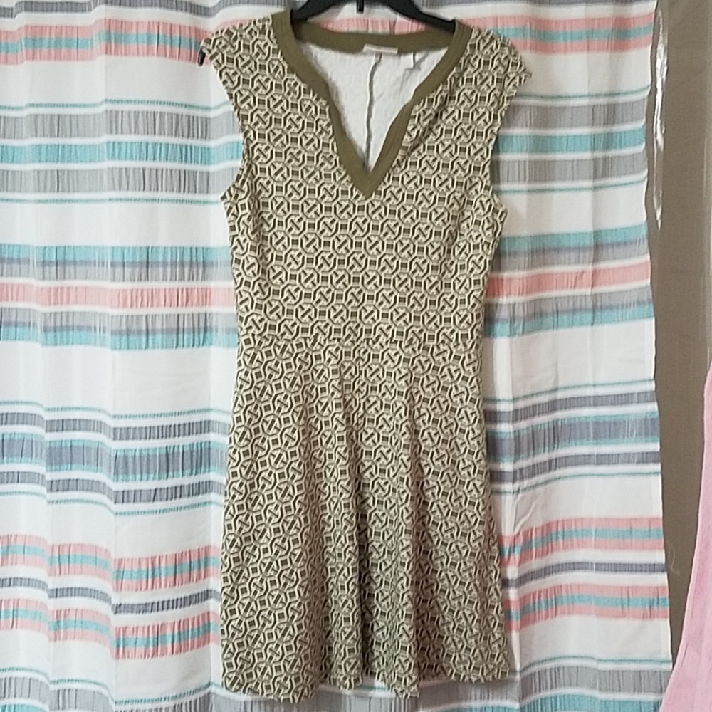 Olive green capsleeve A-line dress